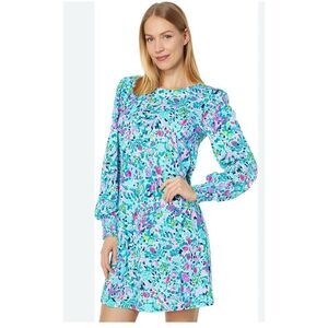 Lilly Pulitzer Diann Dress summer Sz XS cotton breathable blue/pink